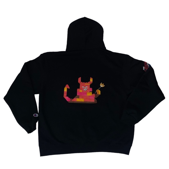 Hoodie Sweatshirt Champion Size L Lego 2 Movie Collab Black Unisex - Picture 12 of 13